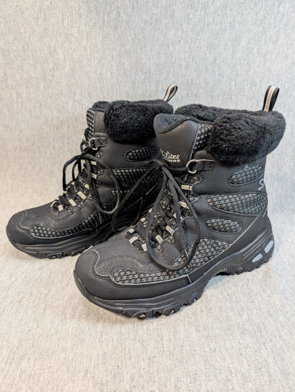 Skechers D'Lites Boots Women's 9 Black Waterproof